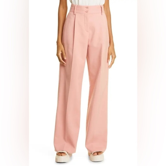 NWT Seeby Chloe Women's Muted Clay Cotton Wide Leg Pleated Trouser Pant SZ 34 - Picture 5 of 9